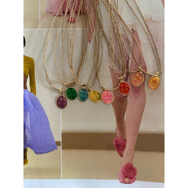 Collier ras de coup trèfle coloré - COLLIER